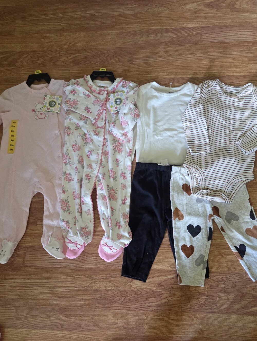 Carter's Girl 9 Months Bundle 6pc NWT Hearts Floral Ballerina Pink Little Me